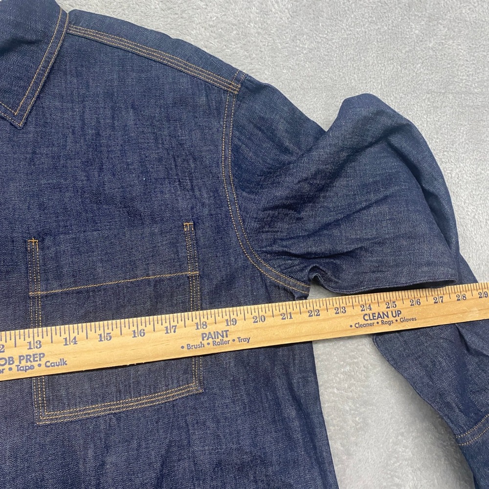 Madewell Womens Medium Blue Denim Straight Hem Shirt Rinse Wash Rigid NZ025 - Picture 7 of 10